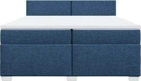 vidaXL Κρεβάτι Boxspring με Στρώμα Μπλε 200x200 εκ. Υφασμάτινο