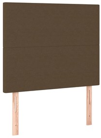 vidaXL Κρεβάτι Boxspring με Στρώμα &amp; LED Σκ.Καφέ 100x200 εκ Υφασμάτινο
