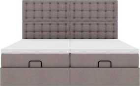 vidaXL Οθωμανικό κρεβάτι με στρώματα Taupe 200x200cm ύφασμα
