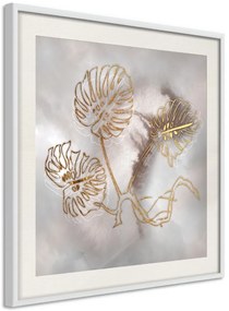 Αφίσα - Golden Monstera Leaves - 50x50 - Μαύρο - Χωρίς πασπαρτού