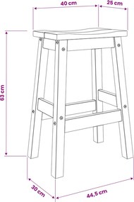 vidaXL Μπαρ σκαμπό 2 τμχ. Κερί Μέλι 44 x 30 x 63 εκ. Μασίφ Πεύκο