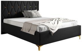 Κρεβάτι Baltimore 192, Διπλό, Μαύρο, 180x200, Ταπισερί, Τάβλες για Κρεβάτι, 198x222x122cm, 133 kg | Epipla1.gr