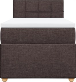 vidaXL Κρεβάτι Boxspring με Στρώμα Σκούρο Καφέ 90x200 εκ. Υφασμάτινο