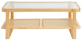 VEVOR Rattan Coffee Table Rectangle Rattan Coffee Table 2-Tier for Living Room