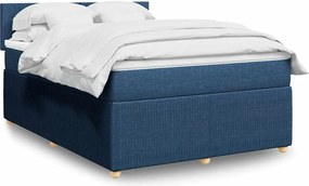 vidaXL Κρεβάτι Boxspring με Στρώμα Μπλε 140x200 εκ. Υφασμάτινο