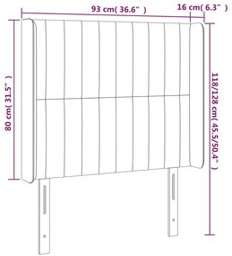 vidaXL Κεφαλάρι Κρεβατιού LED Ανοιχτό Γκρι 93x16x118/128εκ. Υφασμάτινο