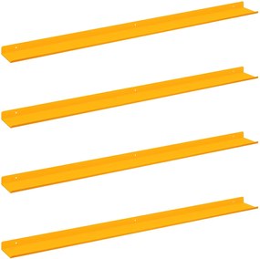 vidaXL Πλωτό ράφι 4 pcs Χαμομηλί κίτρινο 100 x 9 x 2,5 εκ Ατσάλι