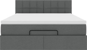 vidaXL Οθωμανικό κρεβάτι με στρώμα Σκούρο γκρι 140x200cm ύφασμα