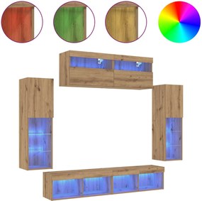 vidaXL Σετ επίπλου τηλεόρασης 6 pcs artisan δρυς Επεξεργασμένο ξύλο