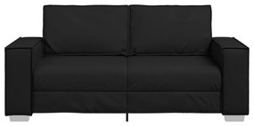 vidaXL Καναπές Loveseat Μαύρος 140 εκ Ψεύτικο Δέρμα
