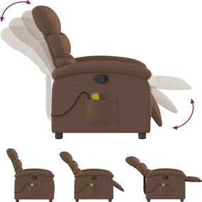 vidaXL Πολυθρόνα Μασάζ Ανακλινόμενη Καφέ Υφασμάτινη