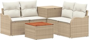 vidaXL Σετ Καναπέ 6 τμχ. Μπεζ και Κρέμ 55 x 55 x 37 εκ