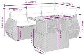 vidaXL Σαλόνι Κήπου 5 Τεμαχίων Γκρι από Συνθετικό Ρατάν με Μαξιλάρια