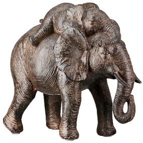 Figure Elephant Synthetic Resin Brown 2 Assorted 18X10X20Cm 18X10X20Cm