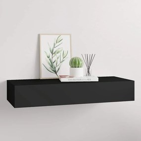 vidaXL Ράφι Επιτοίχιο με Συρτάρι Μαύρο 60 x 23,5 x 10 εκ. από MDF