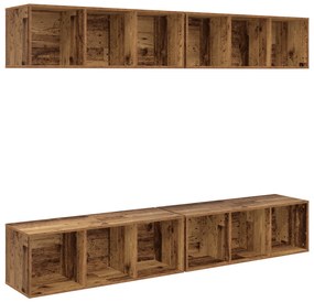 vidaXL Τηλεοπτική Κάβα Τοίχου 4 pcs Παλιό ξύλο 37 x 37 x 107.5 εκ