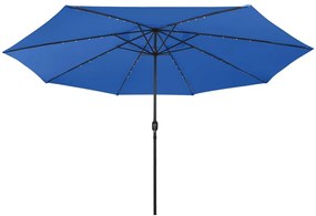 vidaXL Ομπρέλα Κήπου με LED Μπλε Αζούρ 400 εκ.
