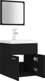 vidaXL Σετ Επίπλων Μπάνιου Μαύρο από Μοριοσανίδα