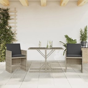 vidaXL Σετ Επίπλων Bistro 3 τεμ. Αν. Γκρι Συνθετικό Ρατάν με Μαξιλάρια