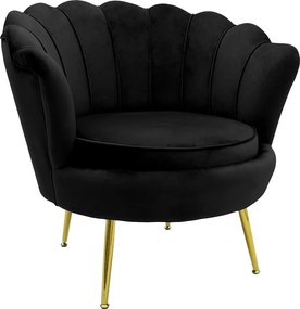 Πολυθρόνα Daimon pakoworld βελούδο μαύρο-χρυσό 79x74x78εκ