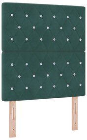 vidaXL Κρεβάτι Box Spring με Στρώμα & LED Σκούρο Πράσινο 80x200 εκ Βελούδο