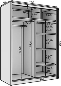 Ντουλάπα Houston 150 συρόμενη-Leuko