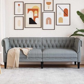 vidaXL Καναπές Chesterfield Ανοιχτό γκρι 201.5 x 74.5 x 74.5 εκατοστά