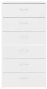 Συρταριέρα με 6 Συρτάρια Λευκή 50 x 34 x 96 εκ. από Επεξ. Ξύλο - Λευκό