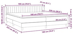 Box Spring Κρεβάτι με στρώματα Σκούρο γκρι 180x220 cm Βελούδινο - Γκρι