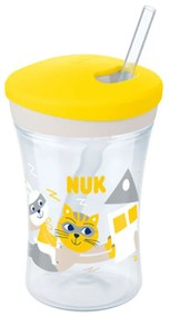 Ποτηράκι Παιδικό Action Cup 10751136 Με Καλαμάκι 230ml 12 Μηνών Yellow Nuk 230ml Plastic