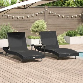 vidaXL Ήλιος Λάουτζερ 3 pcs Μαύρο 40 x 40 x 40.5 εκ συνθετικό ρατάν