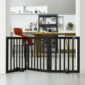 VEVOR Free Standing Dog Gate 24x60 inch Freestanding Pet Gate Foldable Brown