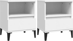 vidaXL Κομοδίνα 2 τεμ. Λευκά 40 x 35 x 50 εκ.
