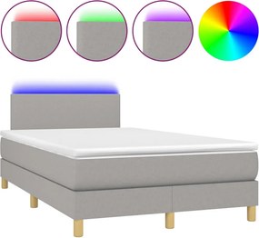 vidaXL Κρεβάτι Boxspring με Στρώμα &amp; LED Αν.Γκρι 120x200 εκ Υφασμάτινο