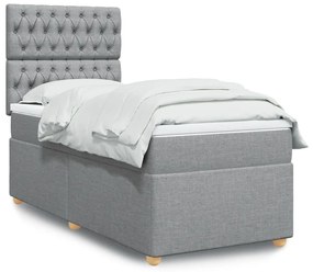 vidaXL Κρεβάτι Boxspring με Στρώμα Ανοιχτό Γκρι 80x200 εκ. Υφασμάτινο