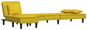 vidaXL Καναπές Κρεβάτι Γωνιακός Κίτρινος 255 x 140 x 70 εκ. Βελούδινος