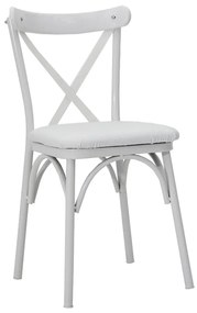 190-000034 Καρέκλα Ruby pakoworld λευκό-λευκό πόδι 42,0x49,0x84,0εκ WOOD - PP - METAL - PVC WHITE, 1 Τεμάχιο