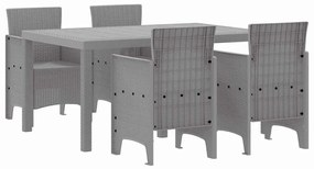 vidaXL Σέτ φαγητού για κήπο 5 pcs Ανοιχτό γκρι Rattan Polt