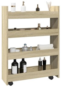 vidaXL Τρόλεϊ Αποθήκευσης Στενό 4 Επιπέδων Sonoma Δρυς Επεξ. Ξύλο
