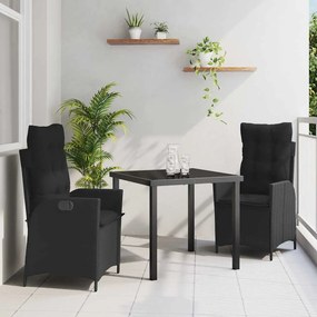 vidaXL Σέτ φαγητού για κήπο 3 pcs Μαύρο συνθετικό ρατάν