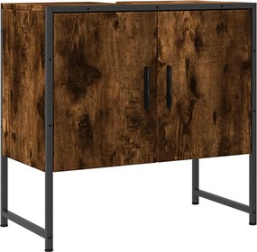 vidaXL Ντουλάπι Νιπτήρα Μπάνιου Καπνιστή Δρυς 60x33x60 εκ. Επεξ. Ξύλο