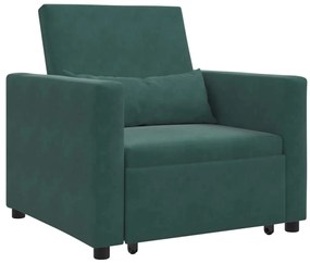 vidaXL Μονός καναπές-κρεβάτι Σκούρο πράσινο 90 x 165 x 87 εκ. Βελούδο