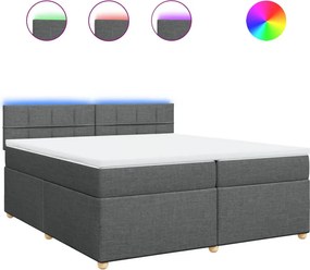vidaXL Κρεβάτι Boxspring με Στρώμα Σκούρο Γκρι 200x200 εκ. Υφασμάτινο