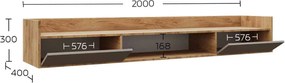 Έπιπλο TV Callisto Χρυσό Δρυς-Γκρεζ 200x40x30cm