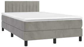 vidaXL Κρεβάτι Boxspring με Στρώμα & LED Αν.Γκρι 120x190εκ. Βελούδινο
