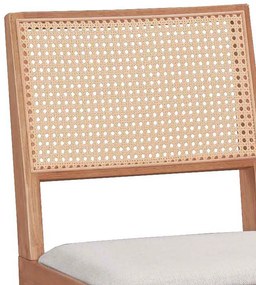 Καρέκλα Winslow pakoworld ξύλο rubberwood ανοικτό καρυδί-pvc rattan φυσικό-ύφασμα γκρι