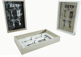 Κλειδοθήκη ξύλο/γκρι 16x25x3.5cm 4Θέσεις Σε 3 Σχέδια