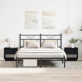 vidaXL Κομοδίνο 2 τεμάχια Μαύρη Δρυς 45x34x49 εκ Επεξεργασμένο Ξύλο