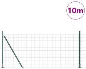 vidaXL Φράχτης με Στήλες. Πράσινο 0.8 x 10 m Ατσάλι