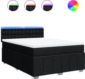 vidaXL Κρεβάτι Boxspring με Στρώμα Μαύρο 160x200 εκ. Υφασμάτινο